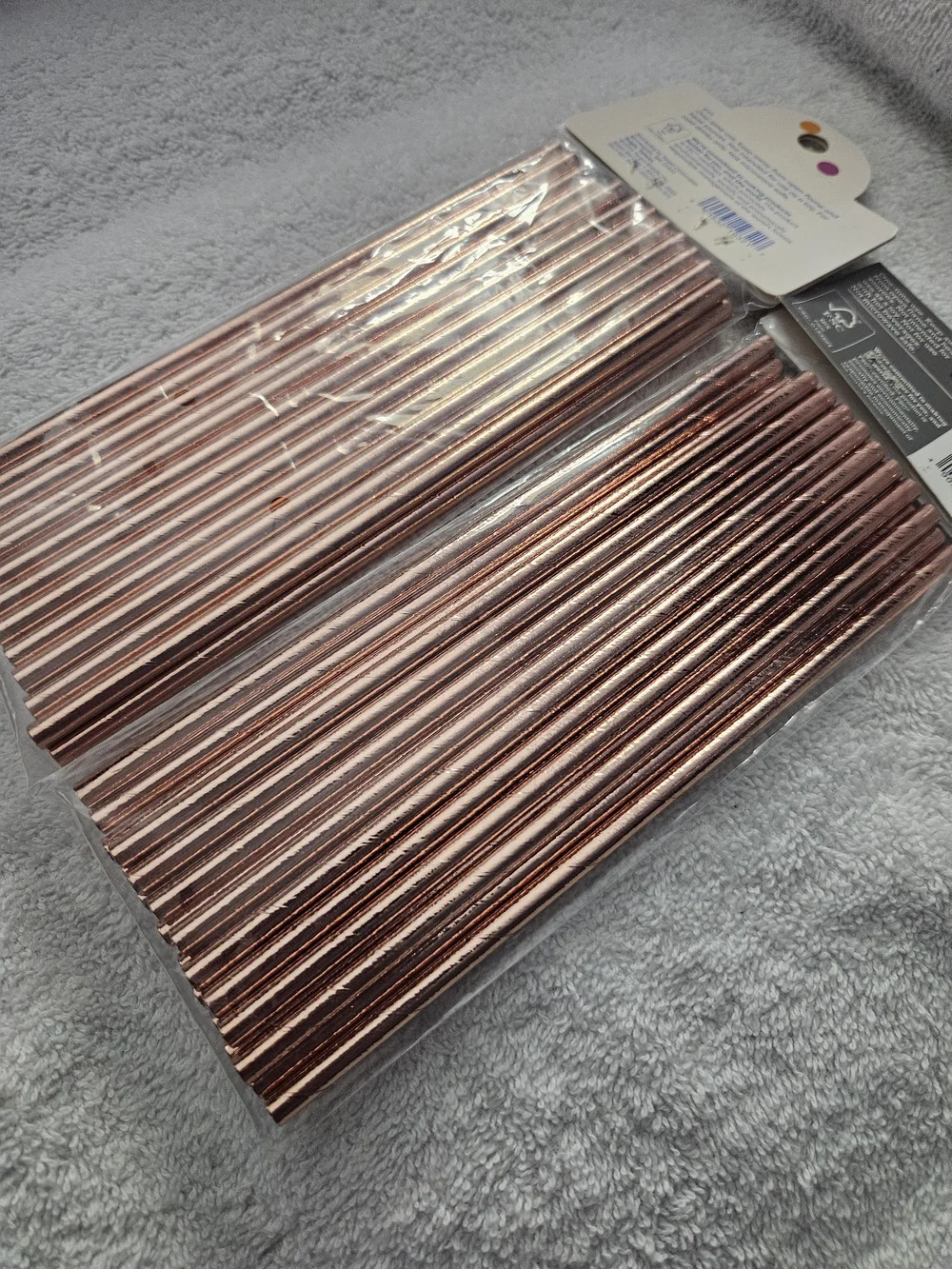 2 PACK Spritz Rose Gold Metallic Foil Paper Straws 40ct Birthday Party